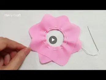 Super Easy Flower Making Idea with Fabric - Amazing Hand Embroidery Flower Design Trick -Sewing Hack