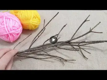 Genius Idea! Wonderful decor made of tree branches, yarn - Recycling crafts - DIY Upcycle hack